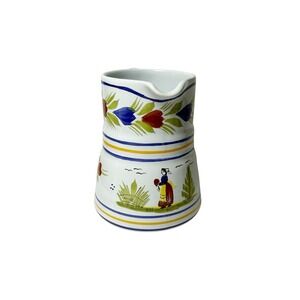 HENRIOT QUIMPER Vintage French Faience Pottery Pitcher Jug Girl‎ Signed 4.75"